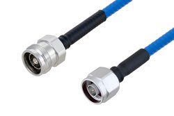 Plenum 4.3-10 Female to N Male Low PIM Cable 100 cm Length Using SPP-250-LLPL Coax , LF Solder