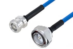 Plenum 4.1/9.5 Mini DIN Female to 7/16 DIN Male Low PIM Cable 48 Inch Length Using SPP-250-LLPL Coax , LF Solder