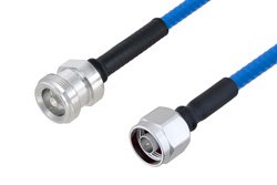 Plenum 4.1/9.5 Mini DIN Female to N Male Low PIM Cable 12 Inch Length Using SPP-250-LLPL Coax , LF Solder