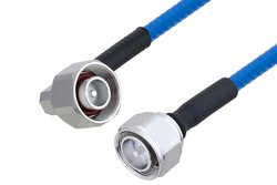 Plenum 4.1/9.5 Mini DIN Male Right Angle to 4.3-10 Male Low PIM Cable 150 cm Length Using SPP-250-LLPL Coax , LF Solder