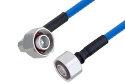 Plenum 4.1/9.5 Mini DIN Male to 4.1/9.5 Mini DIN Male Right Angle Low PIM Cable Using SPP-250-LLPL Coax , LF Solder