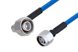 Plenum 4.1/9.5 Mini DIN Male Right Angle to N Male Low PIM Cable 50 cm Length Using SPP-250-LLPL Coax , LF Solder