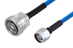 Plenum 7/16 DIN Female to N Male Low PIM Cable 100 cm Length Using SPP-250-LLPL Coax , LF Solder