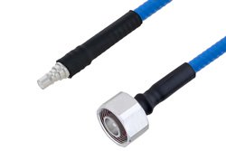 Plenum 4.1/9.5 Mini DIN Male to QMA Female Low PIM Cable 36 Inch Length Using SPP-250-LLPL Coax , LF Solder