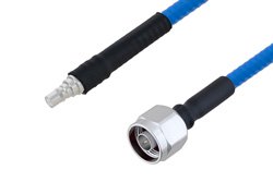 低PIM阻燃级电缆组件，N型公头转QMA母头，使用SPP-250-LLPL同轴电缆，LF焊接