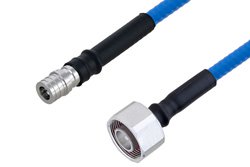 Plenum 4.1/9.5 Mini DIN Male to QMA Male Low PIM Cable 100 cm Length Using SPP-250-LLPL Coax , LF Solder