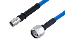 低PIM阻燃级电缆组件，N型公头转QMA公头，使用SPP-250-LLPL同轴电缆，LF焊接