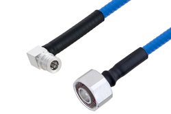 Plenum 4.1/9.5 Mini DIN Male to QMA Male Right Angle Low PIM Cable 150 cm Length Using SPP-250-LLPL Coax , LF Solder