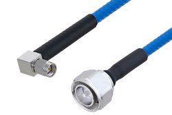 Plenum 4.3-10 Male to SMA Male Right Angle Low PIM Cable 100 cm Length Using SPP-250-LLPL Coax , LF Solder