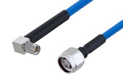 Plenum N Male to SMA Male Right Angle Low PIM Cable 36 Inch Length Using SPP-250-LLPL Coax , LF Solder