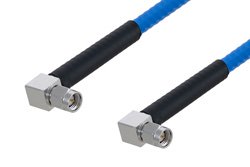 低PIM阻燃级电缆组件，SMA直角型公头转SMA直角型公头，采用SPP-250-LLPL同轴电缆，LF焊接