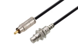 75 Ohm RCA Male to 75 Ohm RCA Female Bulkhead Cable Using 75 Ohm PE-B159-BK Black Coax in 50CM