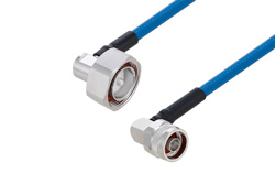 Plenum 7/16 DIN Male Right Angle to N Male Right Angle Low PIM Cable 100 cm Length Using SPP-250-LLPL Coax Using Times Microwave Parts