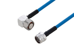 Plenum 4.1/9.5 Mini DIN Male Right Angle to N Male Low PIM Cable Using SPP-250-LLPL Coax Using Times Microwave Parts