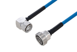 Plenum 4.3-10 Male Right Angle to 7/16 DIN Female Low PIM Cable 100 cm Length Using SPP-250-LLPL Coax Using Times Microwave Parts