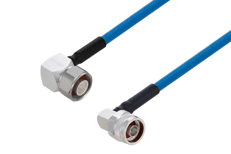 Plenum 4.1/9.5 Male Right Angle to N Male Right Angle Low PIM Cable 12 Inch Length Using SPP-250-LLPL Coax Using Times Microwave Parts