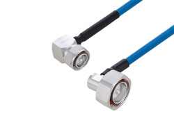 Plenum 4.3-10 Male Right Angle to 7/16 DIN Male Right Angle Low PIM Cable 150 cm Length Using SPP-250-LLPL Coax Using Times Microwave Parts