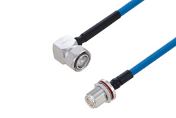 Plenum 4.3-10 Male Right Angle to N Female Bulkhead Low PIM Cable 36 Inch Length Using SPP-250-LLPL Coax Using Times Microwave Parts