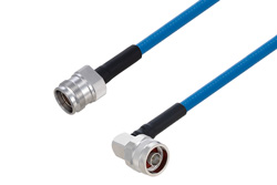 Plenum 4.3-10 Female to N Male Right Angle Low PIM Cable 100 cm Length Using SPP-250-LLPL Coax Using Times Microwave Parts