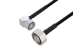 Outdoor Rated 4.3-10 Male Right Angle to 7/16 DIN Male Low PIM Cable 12 Inch Length Using SPO-250 Coax Using Times Microwave Parts