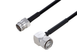 Fire Rated 4.3-10 Male Right Angle to 4.3-10 Female Low PIM Cable 100 cm Length Using SPF-250 Coax Using Times Microwave Parts