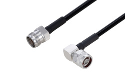 Fire Rated 4.3-10 Female to N Male Right Angle Low PIM Cable 12 Inch Length Using SPF-250 Coax Using Times Microwave Parts