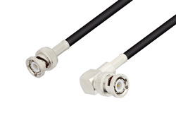 BNC Male to BNC Male Right Angle Cable Using 53 Ohm RG55 Coax