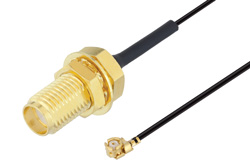 SMA Female Bulkhead to UMCX 2.5 Plug Cable 3 Inch Length Using 0.81mm Coax, RoHS