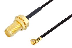 SMA Female Bulkhead to UMCX 2.5 Plug Cable Using 1.37mm Coax, RoHS