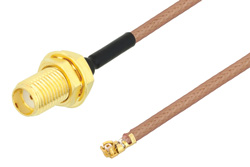 SMA Female Bulkhead to UMCX 2.5 Plug Cable 6 Inch Length Using RG178-DS Coax, RoHS