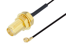 SMA Female Bulkhead to UMCX 2.1 Plug Cable Using 0.81mm Coax, RoHS