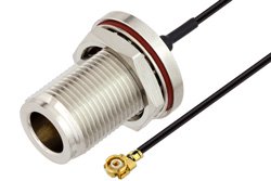 N Female Bulkhead to UMCX 2.1 Plug Cable Using 0.81mm Coax, RoHS