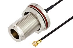 N Female Bulkhead to WMCX 1.6 Plug Cable Using 0.81mm Coax, RoHS