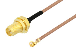 Reverse Polarity SMA Female Bulkhead to UMCX 2.5 Plug Cable 9 Inch Length Using RG178 Coax, RoHS