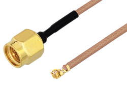 SMA Male to UMCX 2.5 Plug Cable 9 Inch Length Using RG178-DS Coax, RoHS