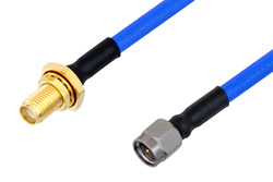 SMA Female Bulkhead to SMA Male Cable 100 cm Length Using PE-141FLEX Coax, RoHS