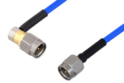 SMA Male to SMA Male Right Angle Cable 100 cm Length Using PE-086FLEX Coax, RoHS