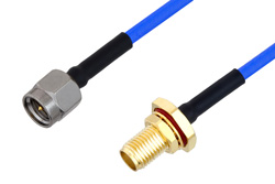SMA Male to SMA Female Bulkhead Cable 100 cm Length Using PE-086FLEX Coax, RoHS