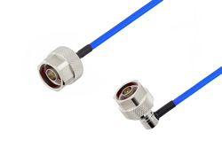N Male to N Male Right Angle Cable 100 cm Length Using PE-141FLEX Coax, RoHS