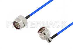 N Male to N Male Right Angle Cable 50 cm Length Using PE-141FLEX Coax, RoHS