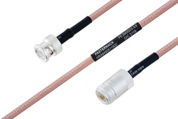 MIL-DTL-17 BNC Male to N Female Cable 18 Inch Length Using M17/60-RG142 Coax