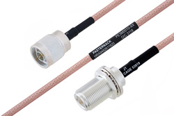 MIL-DTL-17 N Male to N Female Bulkhead Cable 18 Inch Length Using M17/60-RG142 Coax