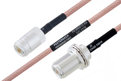 MIL-DTL-17 N Female to N Female Bulkhead Cable 48 Inch Length Using M17/60-RG142 Coax