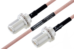 MIL-DTL-17 N Female Bulkhead to N Female Bulkhead Cable 100 cm Length Using M17/60-RG142 Coax