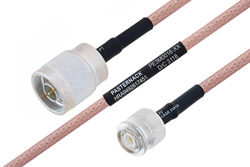 MIL-DTL-17 N Male to TNC Male Cable 12 Inch Length Using M17/60-RG142 Coax
