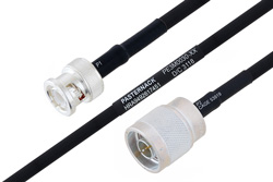 MIL-DTL-17 BNC Male to N Male Cable 12 Inch Length Using M17/84-RG223 Coax