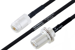 MIL-DTL-17 N Female to N Female Bulkhead Cable 30 Inch Length Using M17/84-RG223 Coax