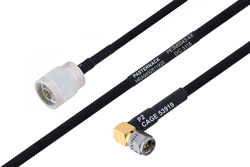MIL-DTL-17 N Male to SMA Male Right Angle Cable 100 cm Length Using M17/84-RG223 Coax