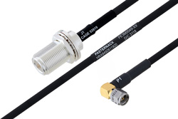 MIL-DTL-17 N Female Bulkhead to SMA Male Right Angle Cable 30 Inch Length Using M17/84-RG223 Coax