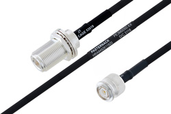 MIL-DTL-17 N Female Bulkhead to TNC Male Cable 12 Inch Length Using M17/84-RG223 Coax